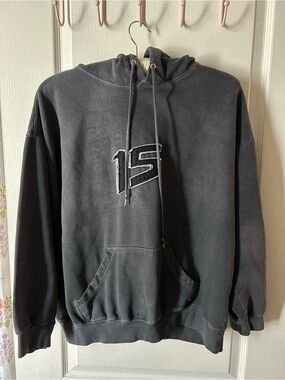 Jostens Vintage Style Acid Washed Aesthetic 15 Charcoal Grey Hoodie Size XL
